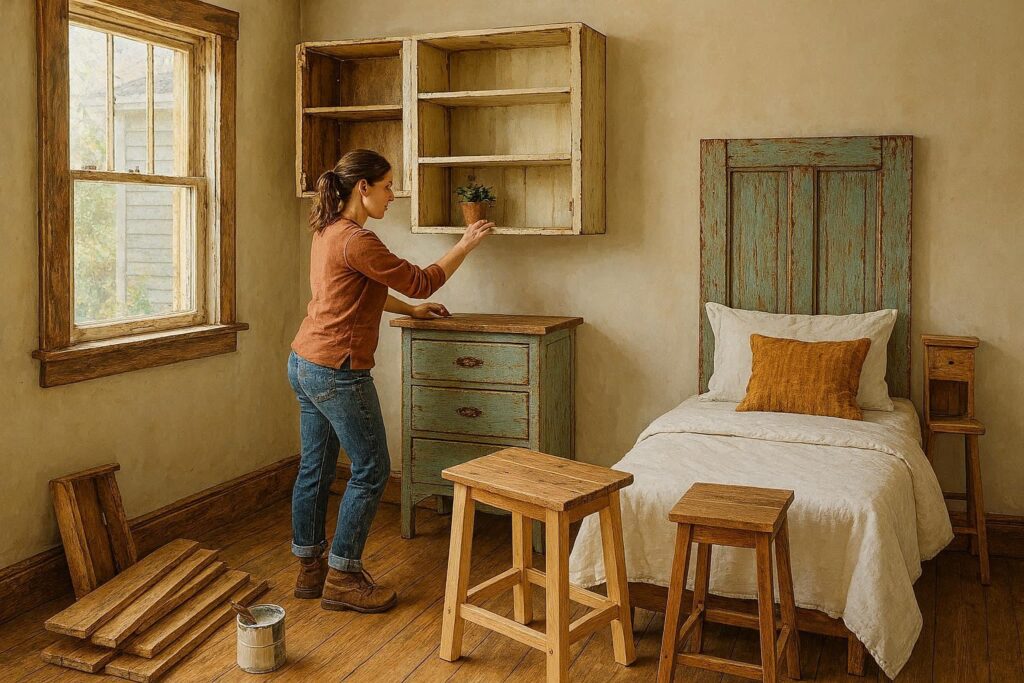 Upcycling old doors and wood to renovate an old house with no money