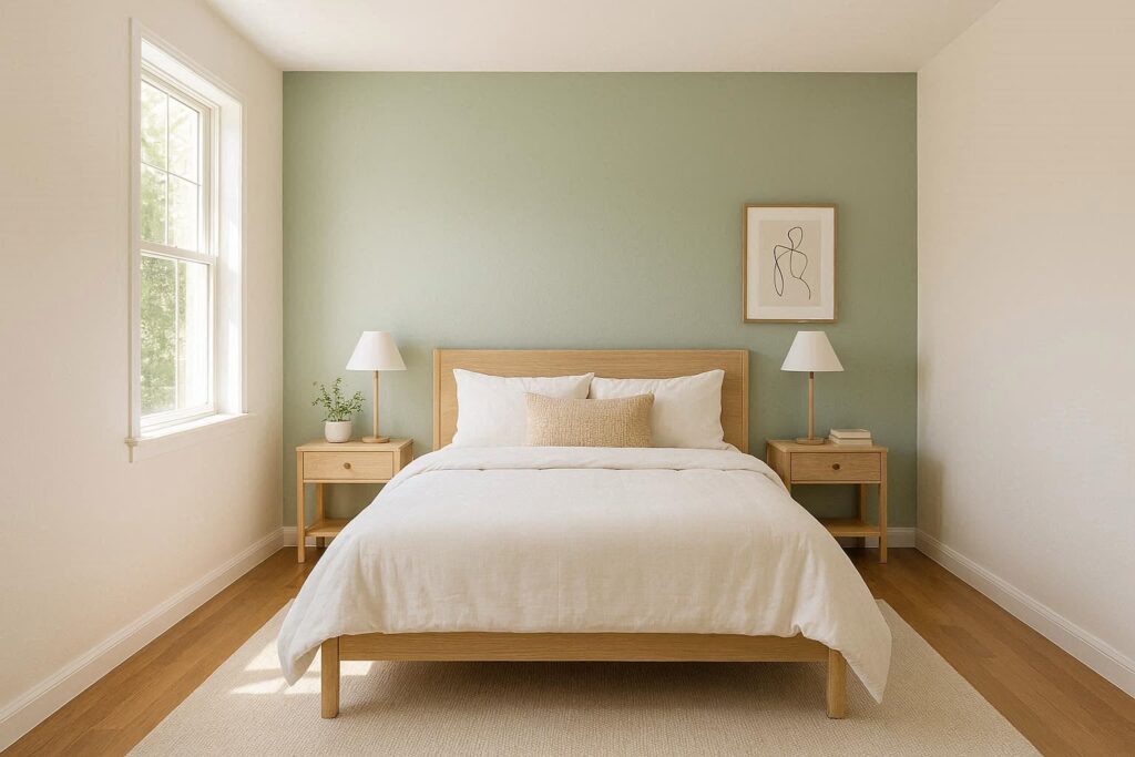Light wall colors making a small bedroom look bigger on a budget 