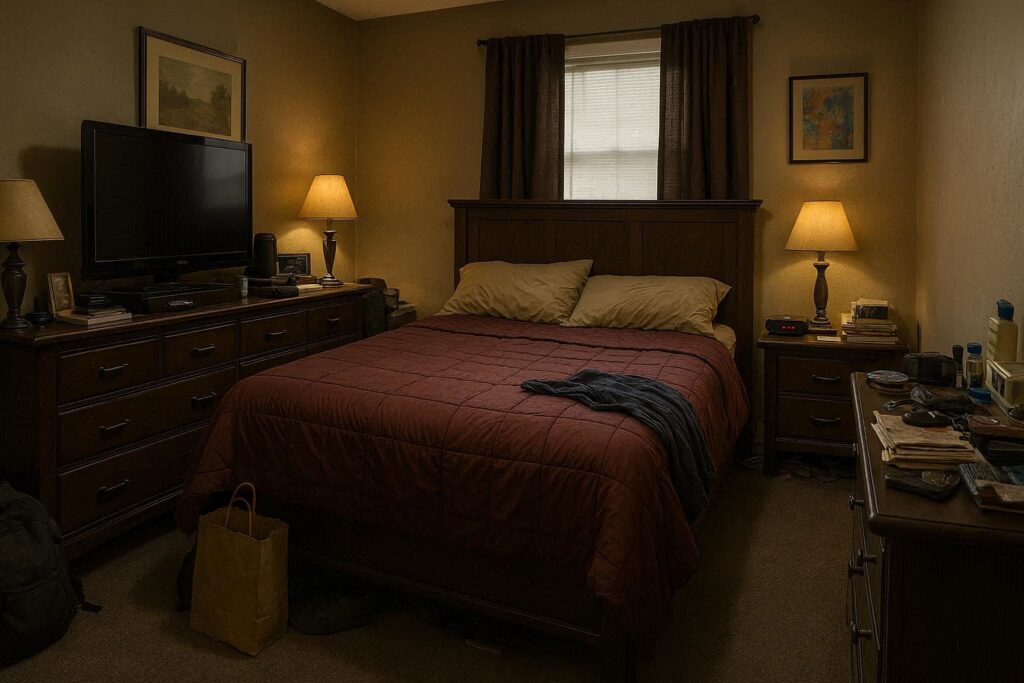 Common small bedroom decorating mistakes showing overcrowded furniture and poor layout choices